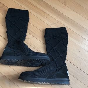 NWT UGG classic argyle knit black boot size 8